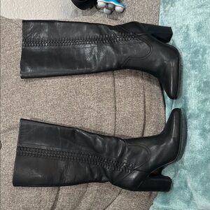 Vince Camuto Black Leather Over-the-Knee Boots